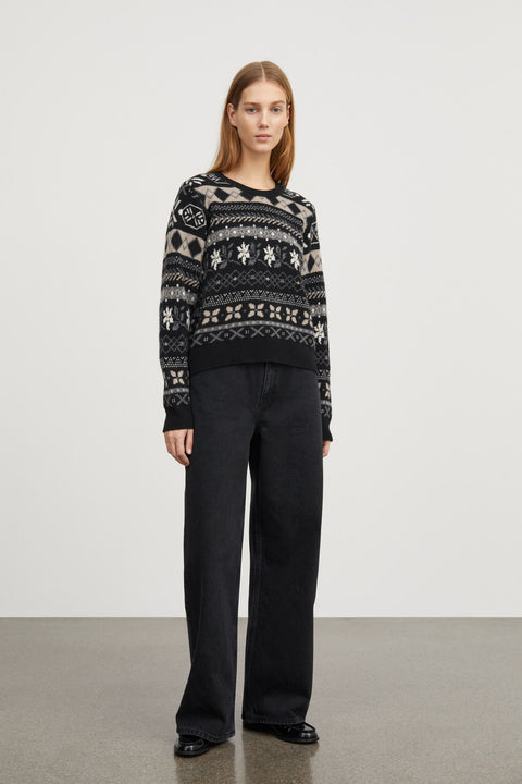 Ellinor jumper, Black/Grey jacquard