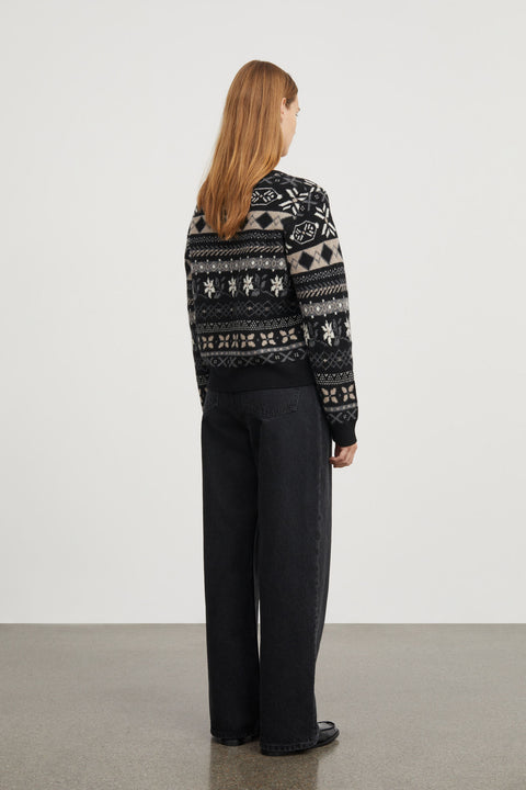 Ellinor jumper, Black/Grey jacquard