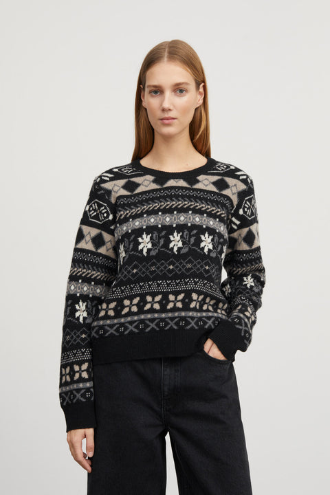 Ellinor jumper, Black/Grey jacquard