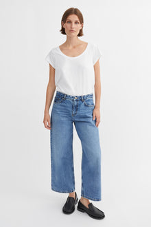 Taylor Cropped Jeans, Worn Mid Blue