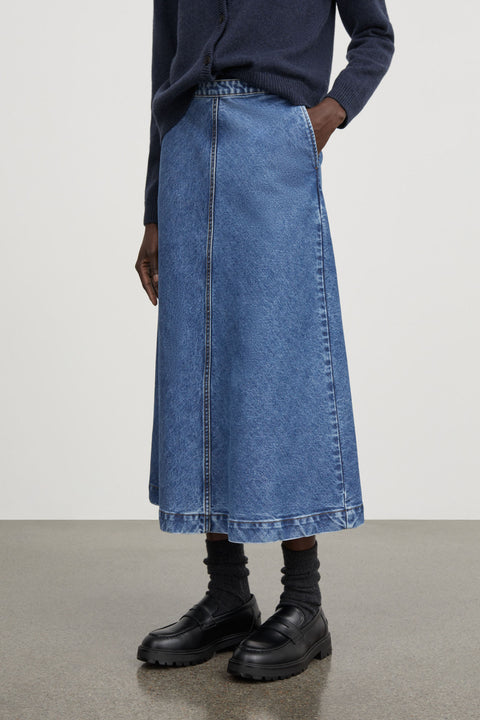 Imana skirt, Washed mid Blue