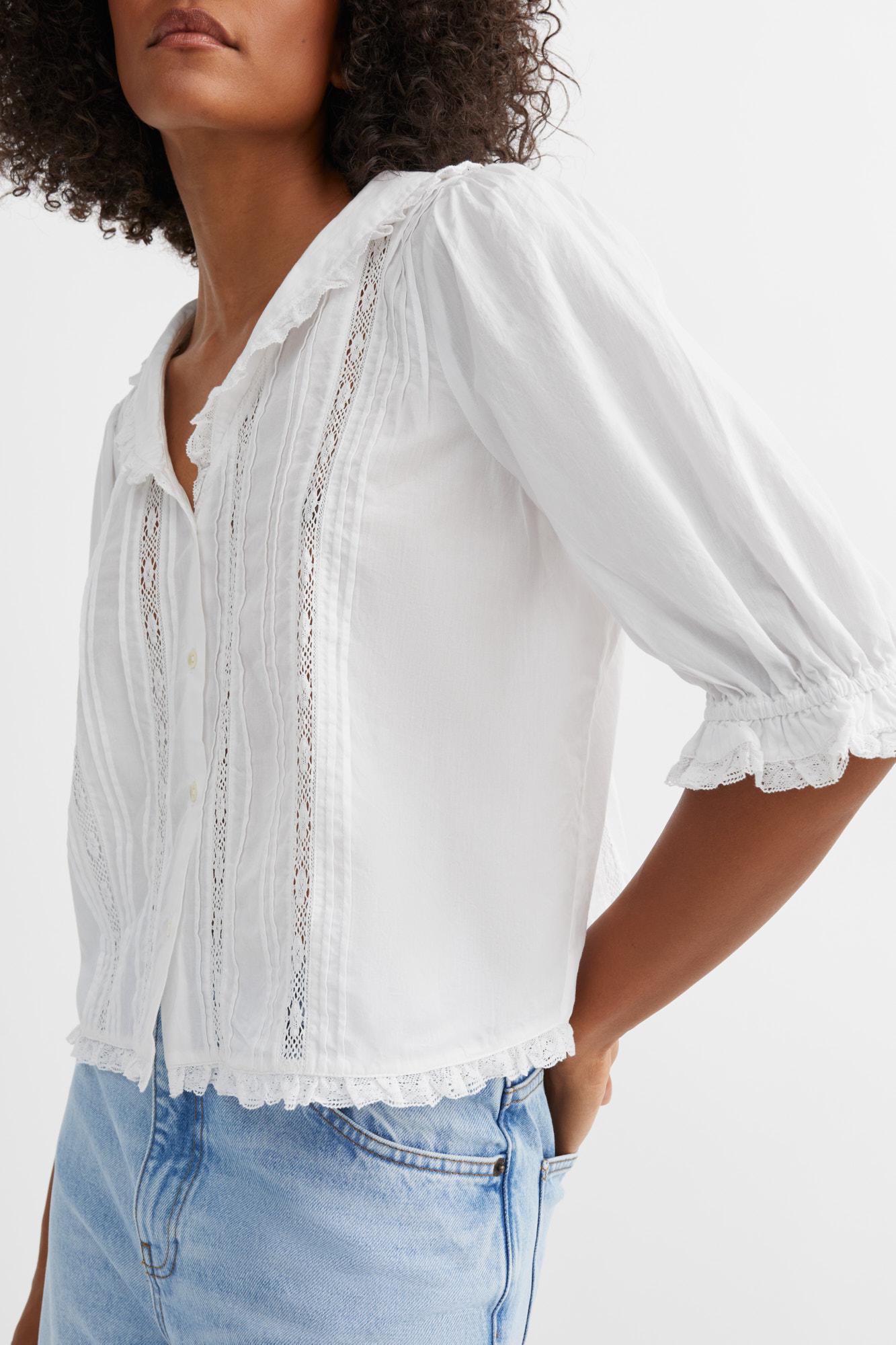 Magnolia Short Sleeve Blouse, Optic White