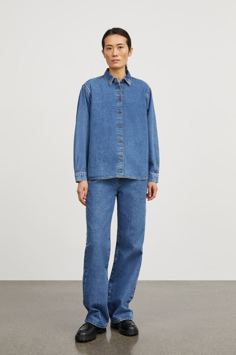 Millington Shirt, Washed mid Blue