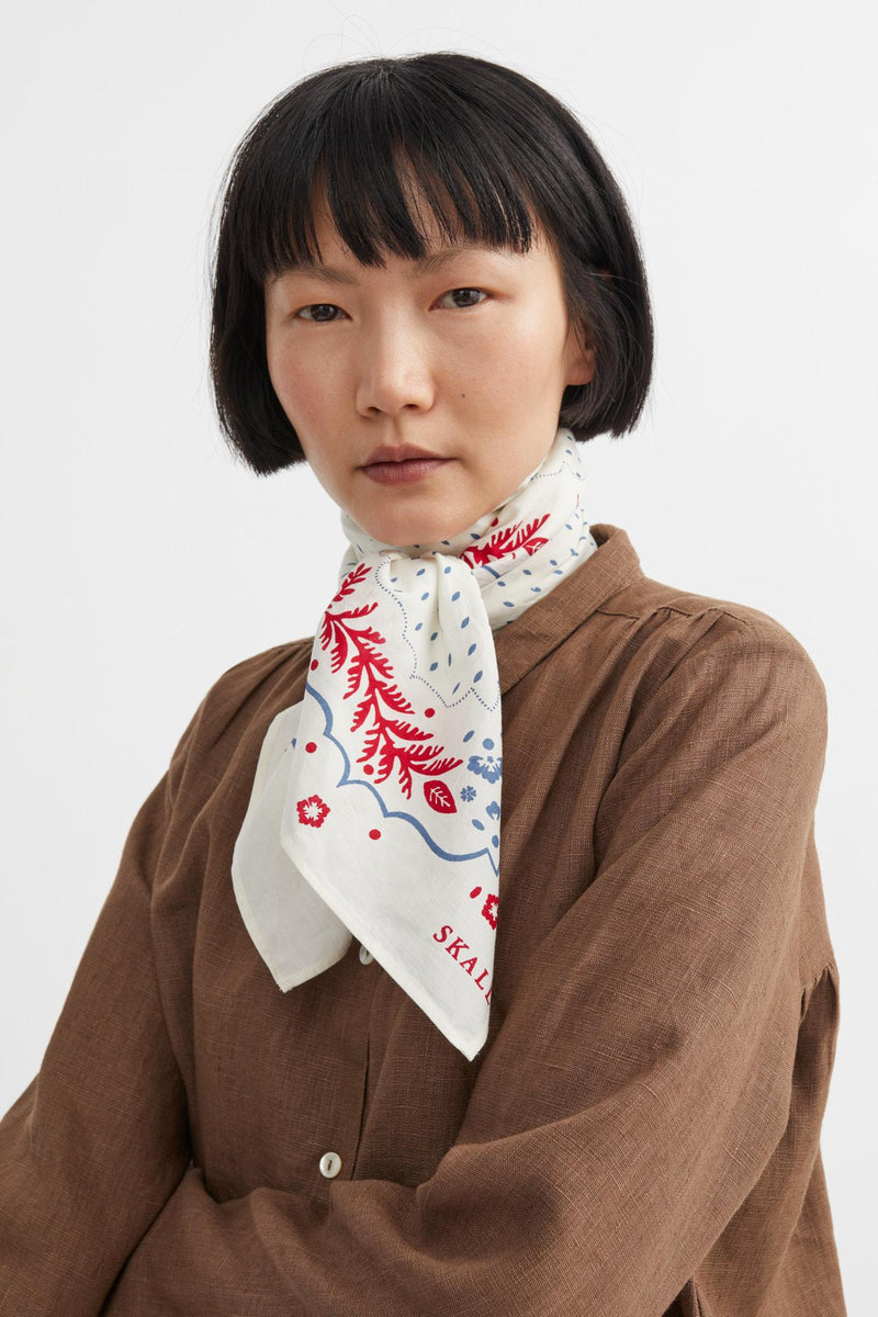 Juniper Big Scarf, Cream/Blue/Red