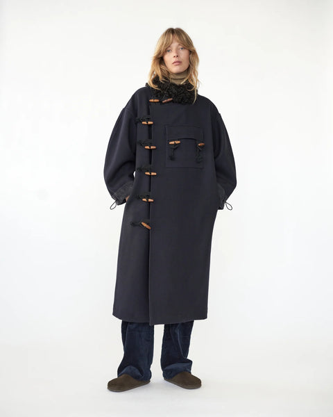 Heavy Wool Officer Coat, Navy