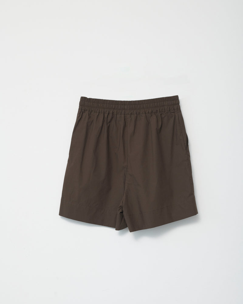 Cotton Poplin Shorts, Dark Brown