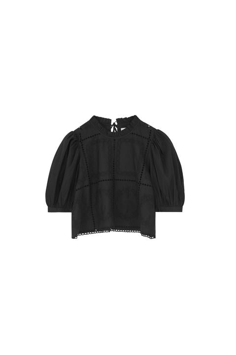 Anemone Crop Blouse, Black