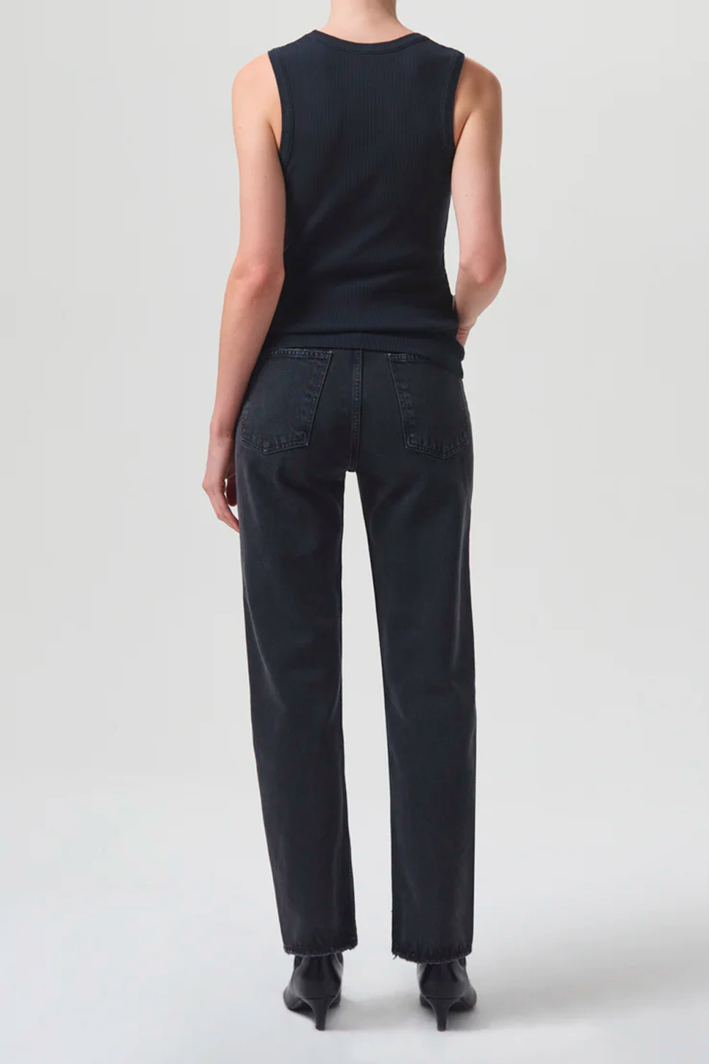 90's Pinch Waist High Rise Straight in Black Tea