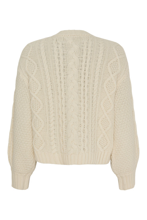 Dahlia Cable Knit Cardigan, White Sand