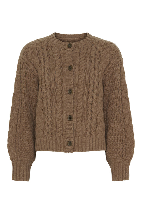 Dahlia Cable Knit Cardigan, Warm. Brown