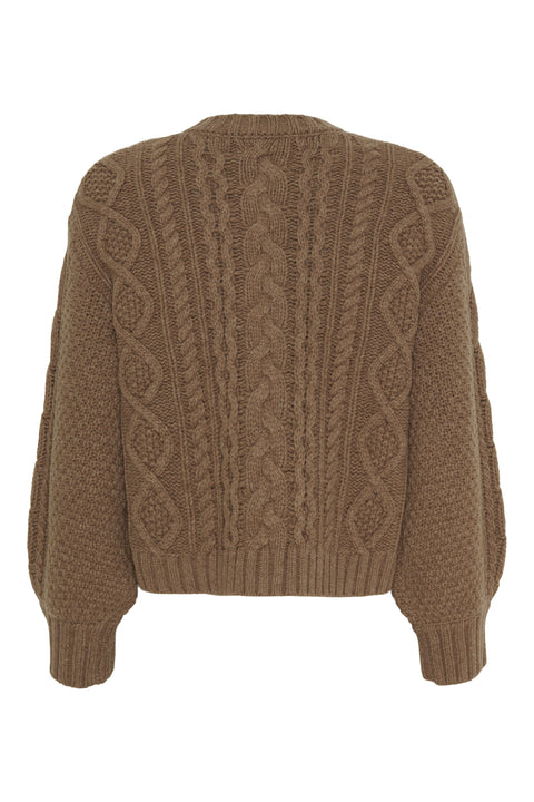 Dahlia Cable Knit Cardigan, Warm. Brown