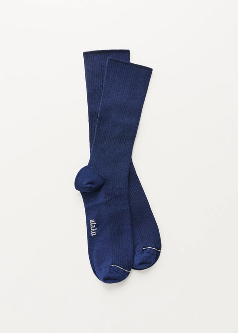 Cotton Rib Socks, Midnight Blue