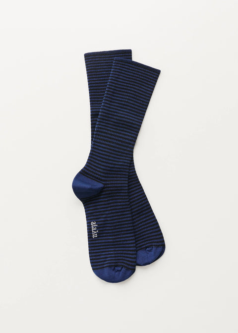 Cotton Stripe Socks, Mix Midnight Blue