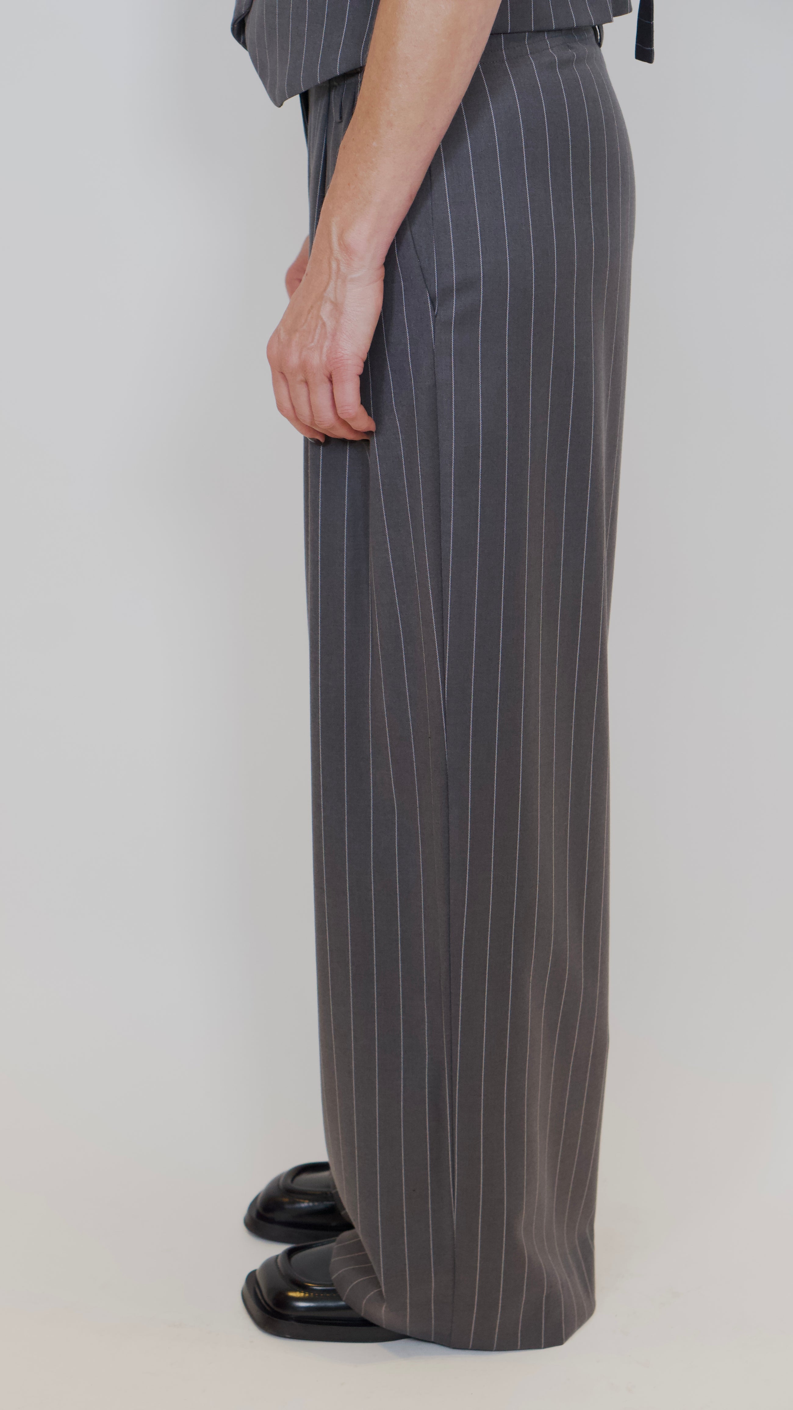 LouLou Pants, Grey Pinstripe