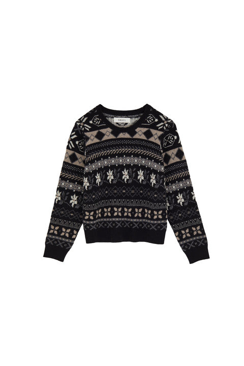 Ellinor jumper, Black/Grey jacquard