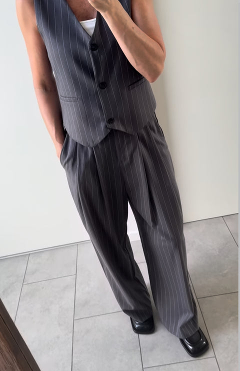 LouLou Pants, Grey Pinstripe