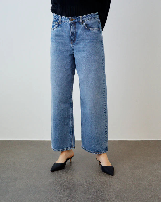 Taylor Cropped Jeans, Worn Mid Blue