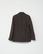 Linen Straight Blazer, Dark Brown