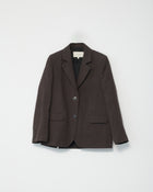 Linen Straight Blazer, Dark Brown