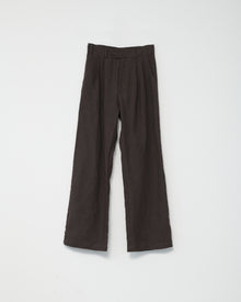 Linen Box Pants, Dark Brown