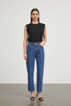 Allison Cropped Jeans, Mid Blue Denim