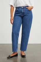 Allison Cropped Jeans, Mid Blue Denim