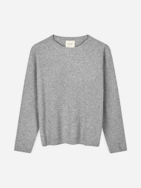 Women's Rib Oversized Roundneck, Heather Grey Light