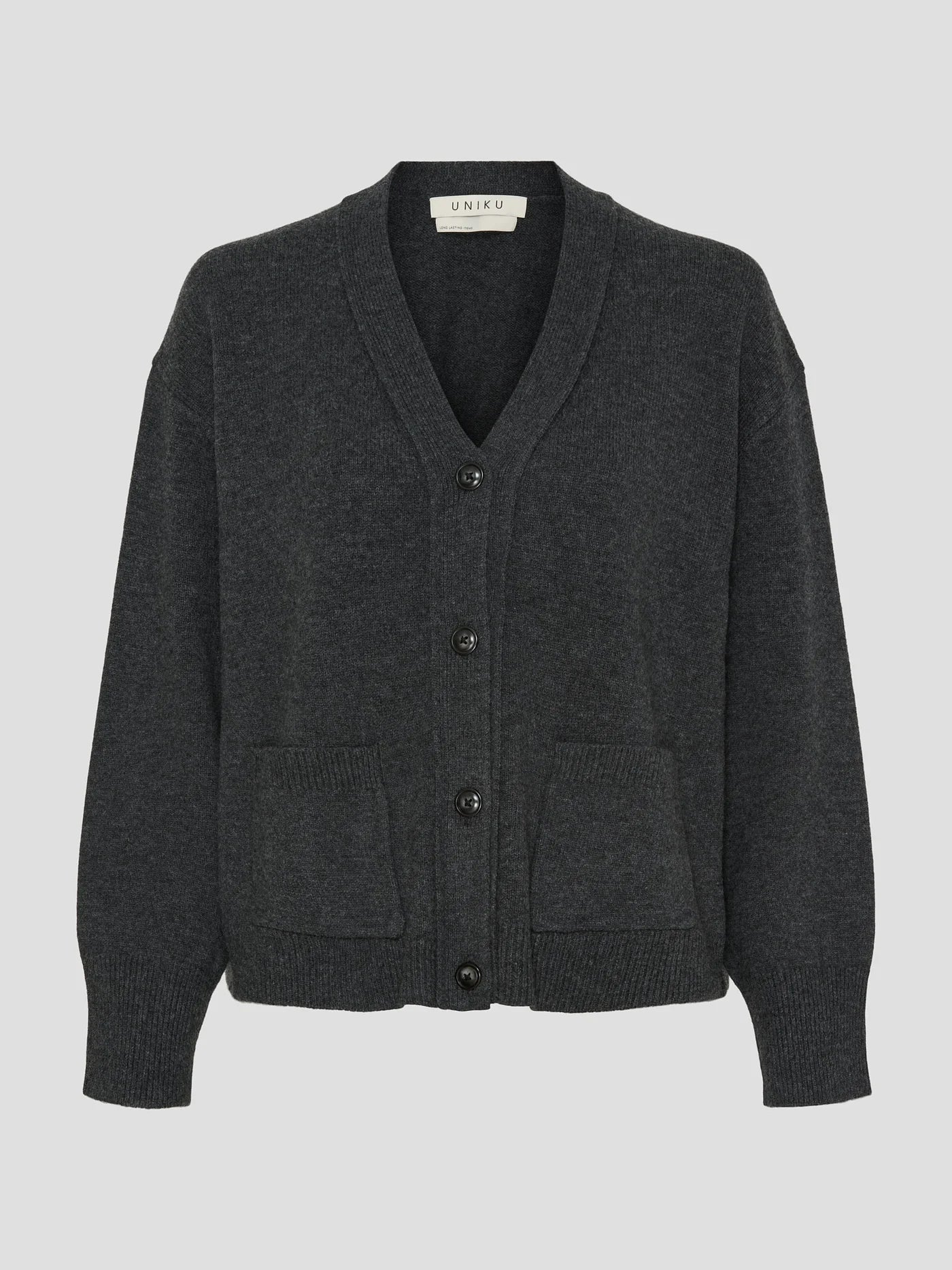 Vigga Cardigan, Dark Grey Melange