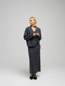 Vigga Cardigan, Dark Grey Melange