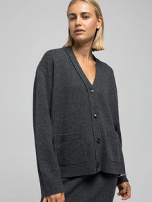 Vigga Cardigan, Dark Grey Melange