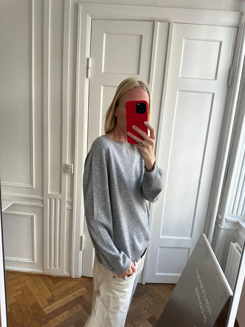 Women's Oversized Roundneck, Heather Grey Light