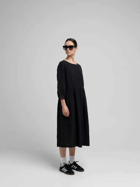 Vega Linen Dress, Black