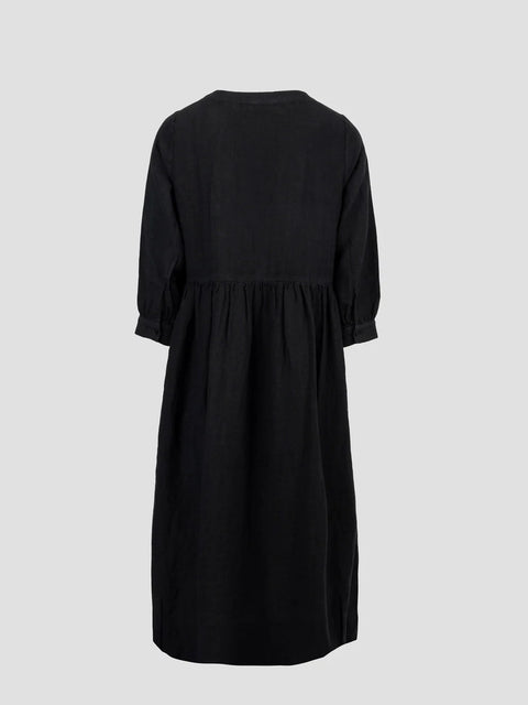 Vega Linen Dress, Black