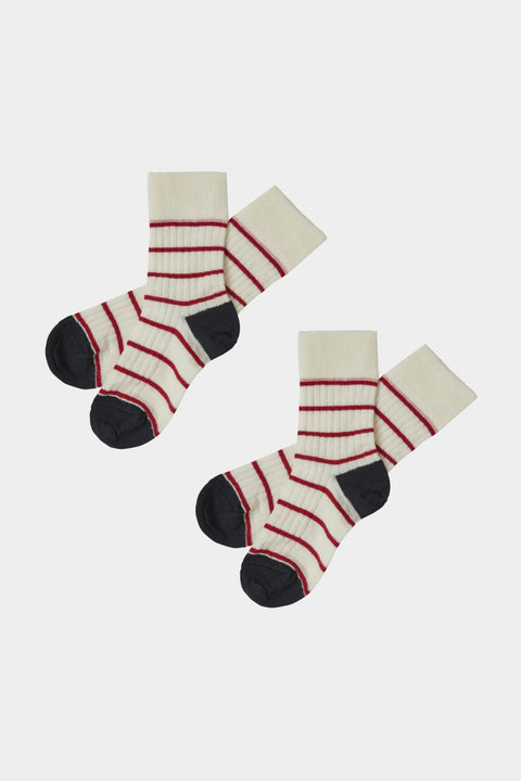 2-Pack Thin Stripe Socks, Ecru