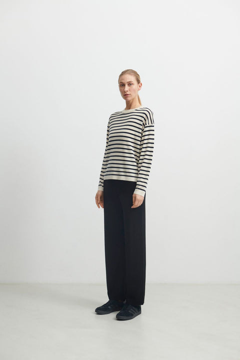 Striped blouse, Ecru/dark navy