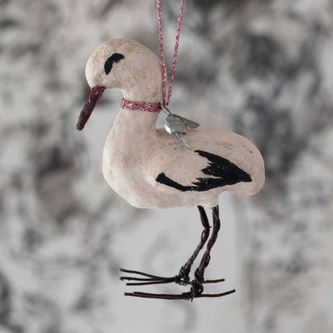 Håndlavet Stork i bomuld & papir