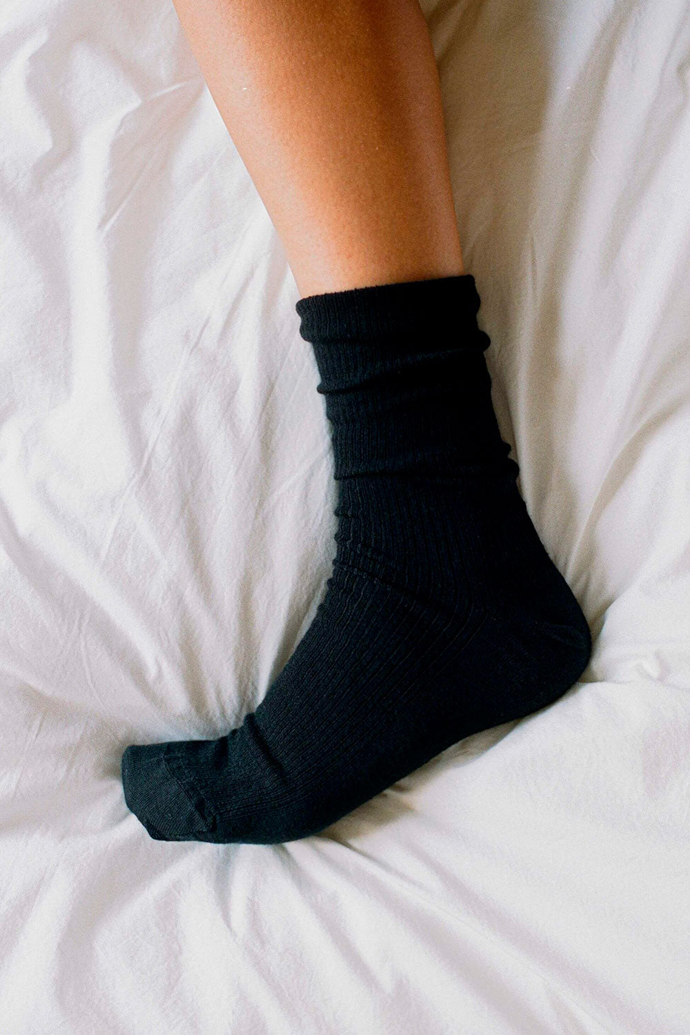 Wool Ribbed Socks, Black