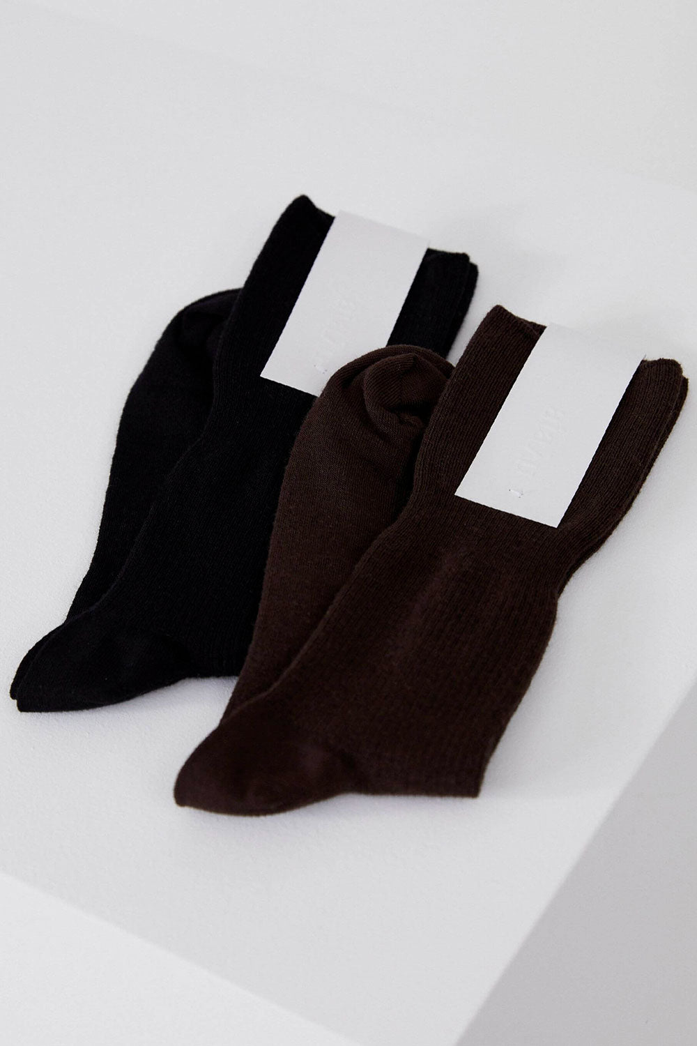 Wool Ribbed Socks, Brown