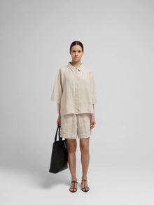 Vega Linen Shorts, Nature