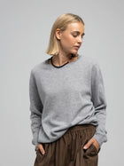 Hailey Cashmere Jumper, Light Grey Melange